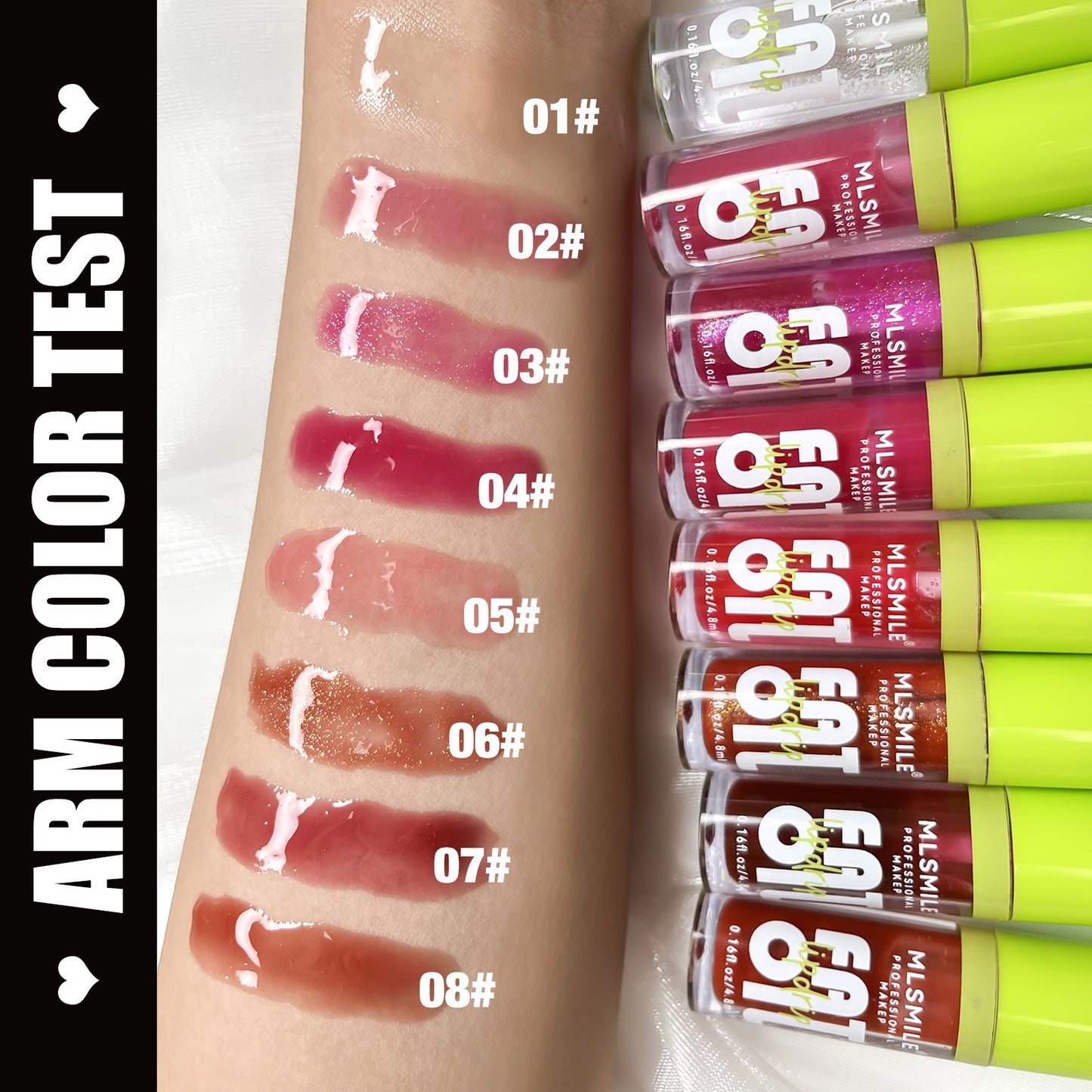 8 Farben Lipgloss Anzug glänzende Oberfläche