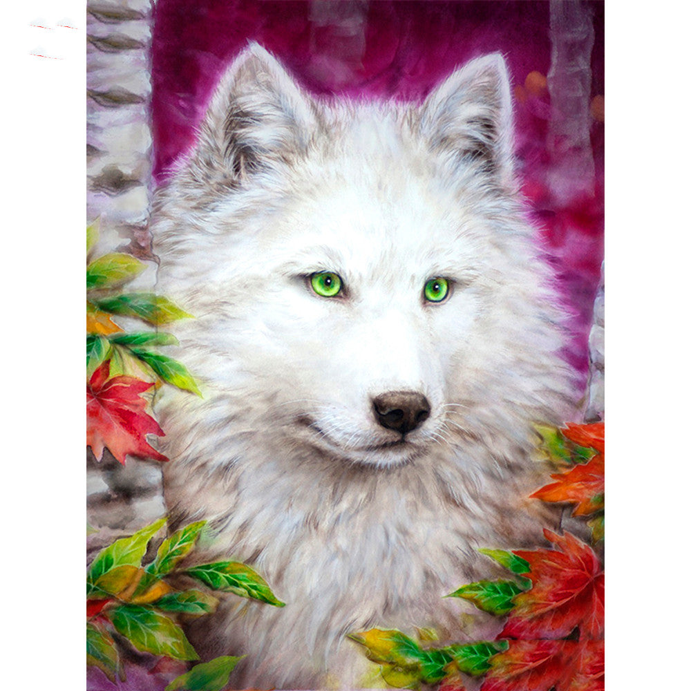 HUACAN 5D Diamond Embroidery Cross Stitch Wolf Painting Animal Picture