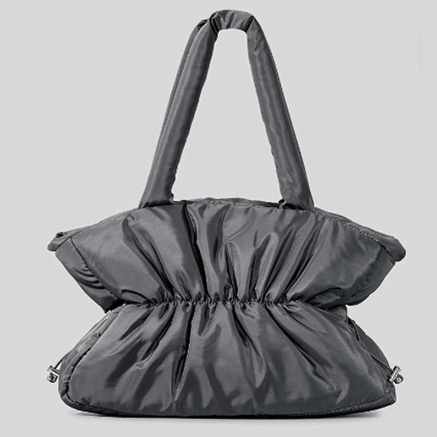 Autumn and winter pleated cotton filled large capacity handbag for women