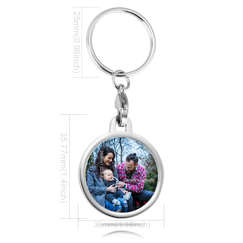 Stainless Steel Photo Customized Keychain Creative Gift