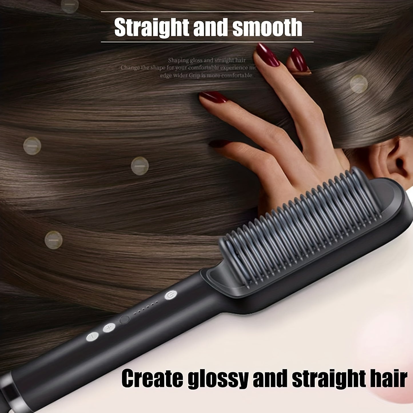 Electric 2-in-1 Hair Straightening Brush, Hot Comb Setting, Heat Styling Curler, Anti-scalding Comb, 2-in-1 Styling Tool for Long-lasting Curls and Straight Hair