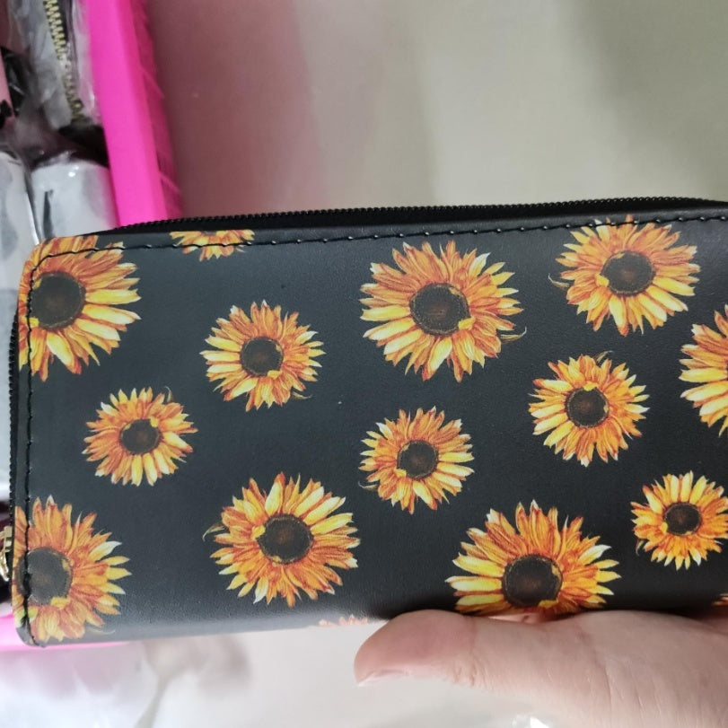 Damen Geldbörse mit Sonnenblumen-Print