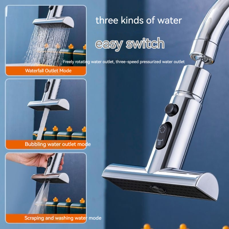 Three-speed faucet universal rotation