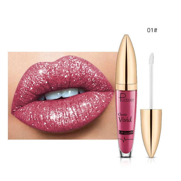 Pudaier Sip Glitter Flip Matt Schimmer Lipgloss Keine Flecken auf der Tasse Diamant Lippenstift