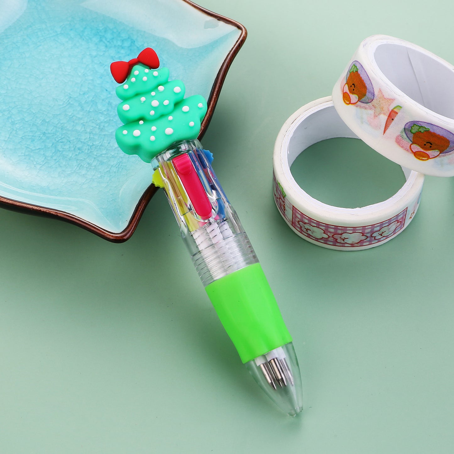 Christmas Mini Four-color Ballpoint Pen Color Pressing Pen