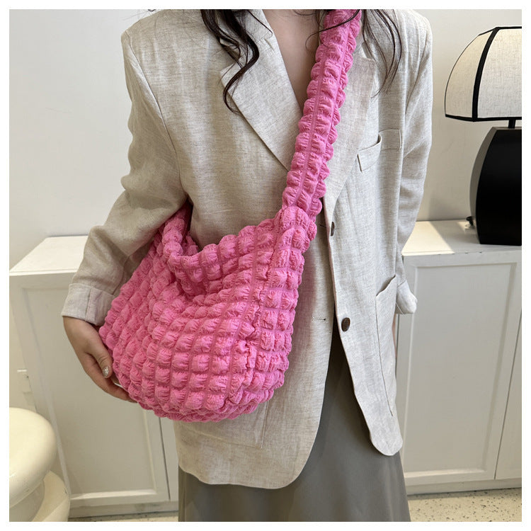 Niche pleated clouds Cute simple soft trendy western style underarm commuter bag