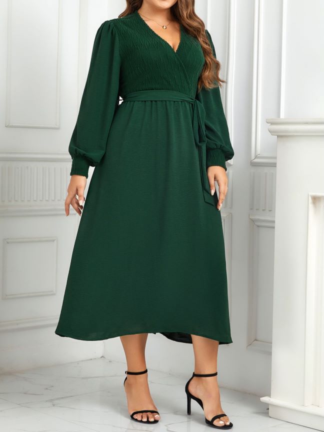 Women's V-neck Green Look Fairer Slimming Dress