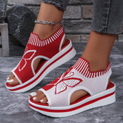 Schmetterling Print Sport Sandalen Casual Atmungsaktive Fliegen Gewebte Flache Schuhe Für Frauen