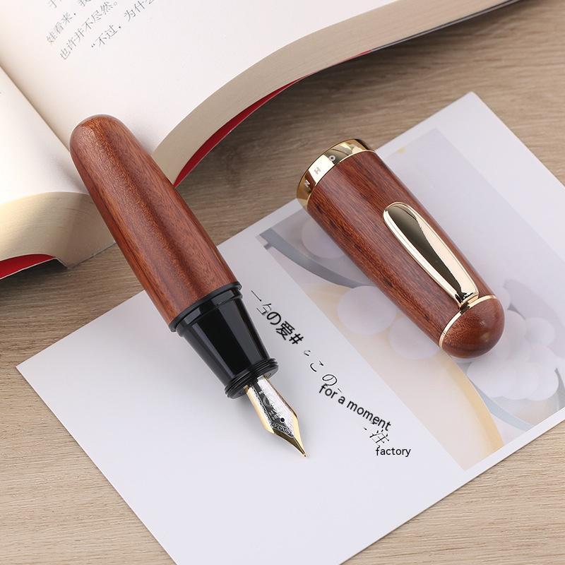 Solid Wood Ink Pen Fine Tip Cute Chubby Short Pen