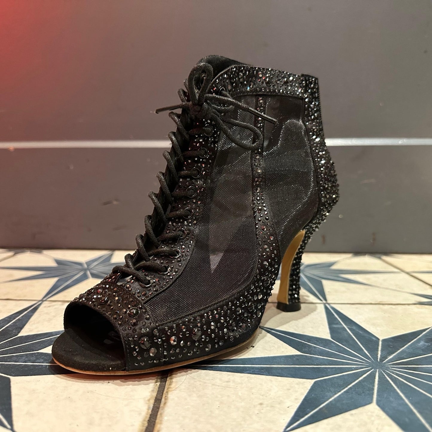 Rhinestone Latin Dance Shoes Mid-high Heel