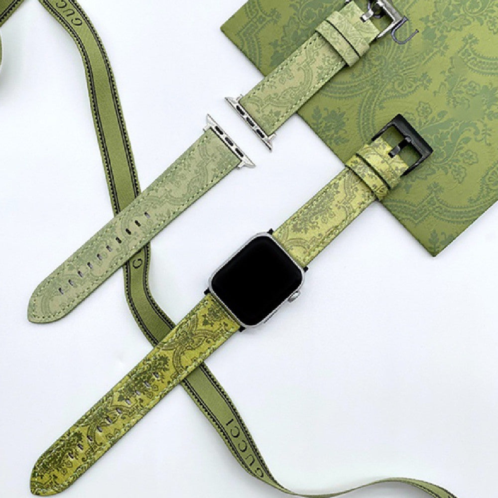 Printed With Green Leather Strap