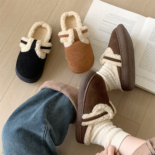 Retro-style cotton shoes with fleece-lined warm interior