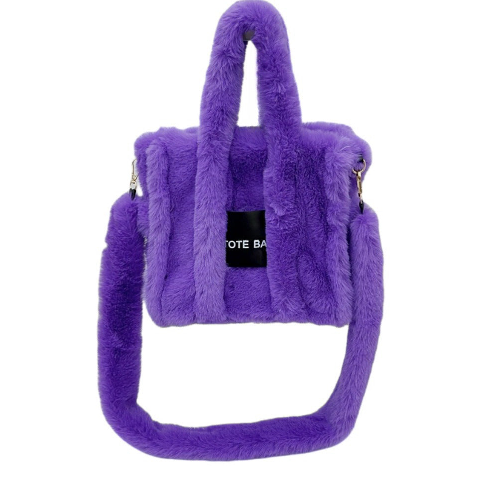 Women's Faux Rabbit Fur Portable Large-capacity Crossbody Bag