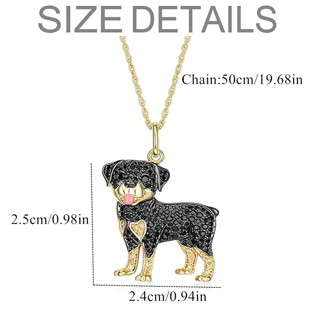 Cute Rottweiler Shaped Pendant Necklace