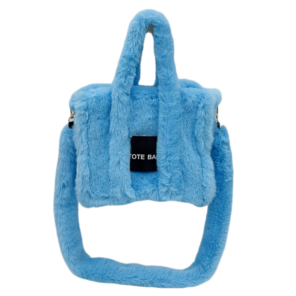 Women's Faux Rabbit Fur Portable Large-capacity Crossbody Bag