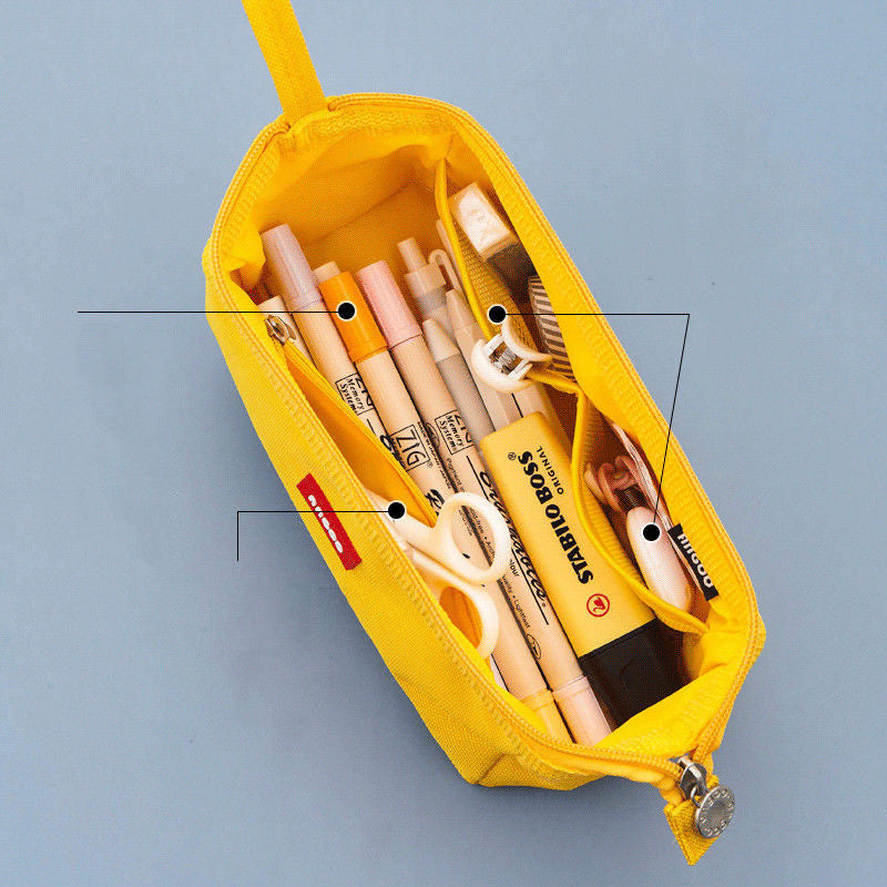 Large capacity canvas pencil case