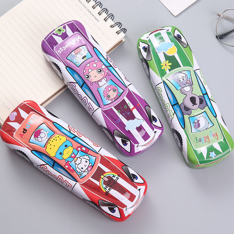 Tinplate Car Trolley Double-layer Racing Shape Pencil Case