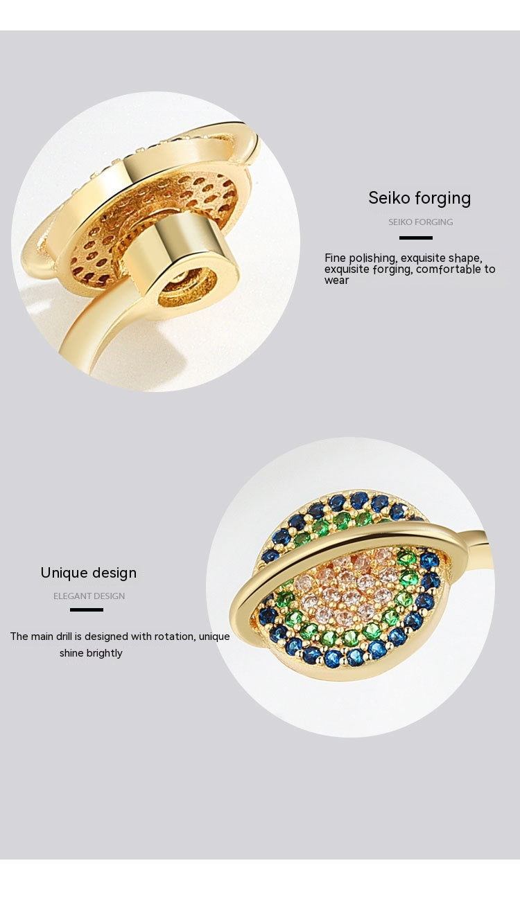 European And American Planet Rotating Ring Design Sense Niche Accessories