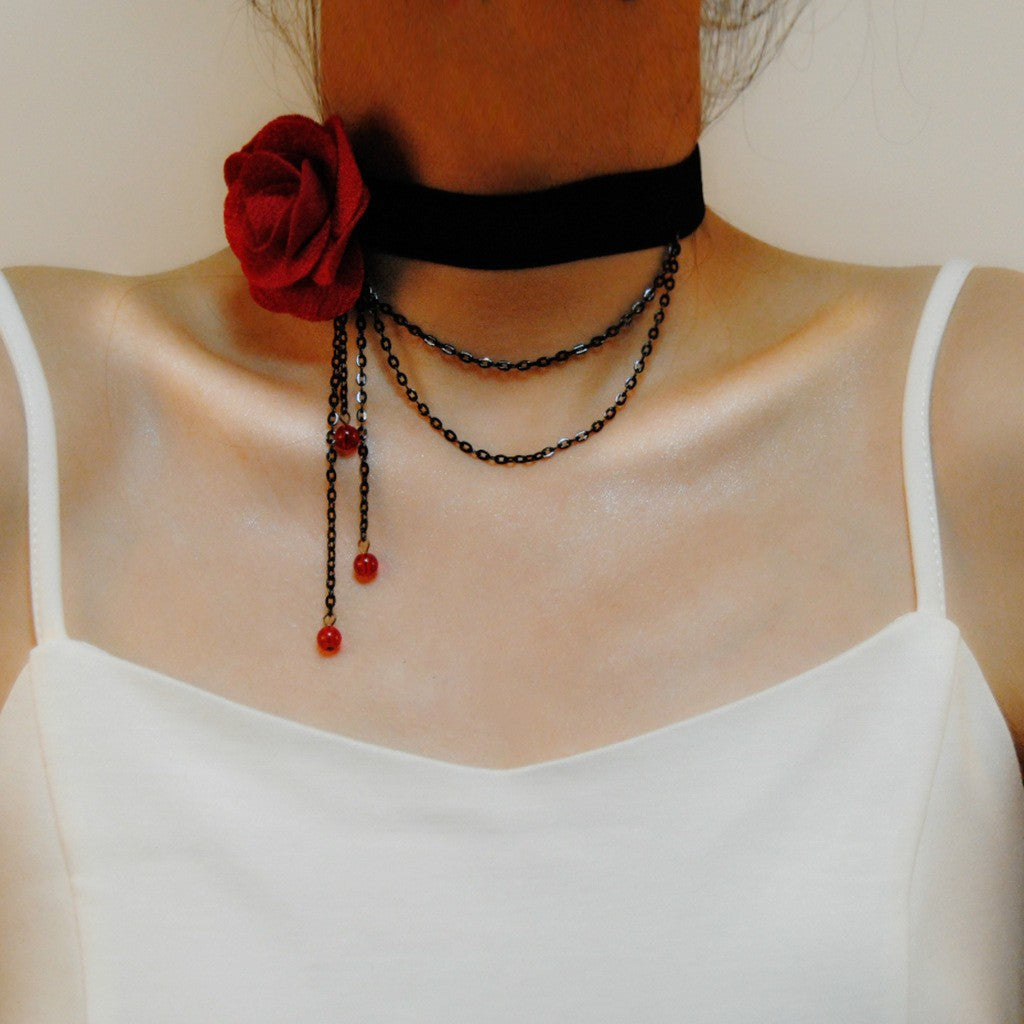 Accessories Vintage Rose Tassel Pendant Queen Style Necklace Collar