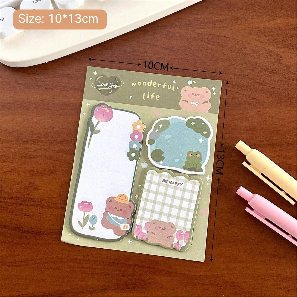 Cartoon Combination Sticky Notes Girly Style Creative Message Special-shaped Stickers Student Cute Hand Account Note Paper