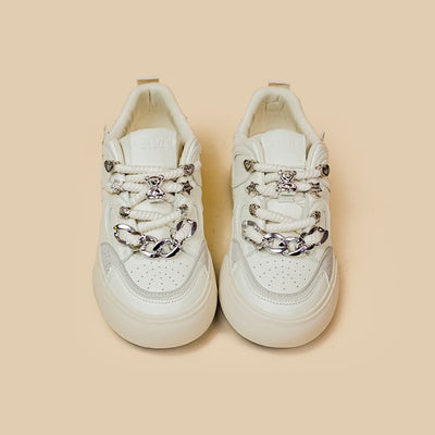 Lässige Damen-Weiß-Low-Top-Sneakers