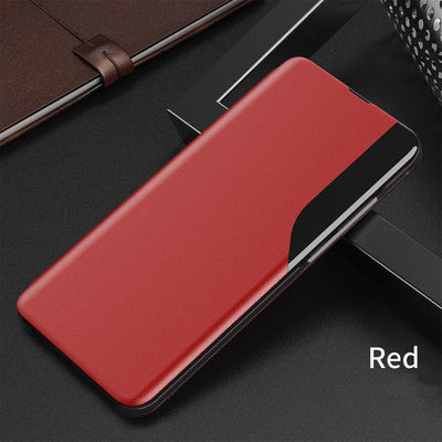 Side Display Magnetic Clamshell Leather Phone Case Bracket Protective Cover