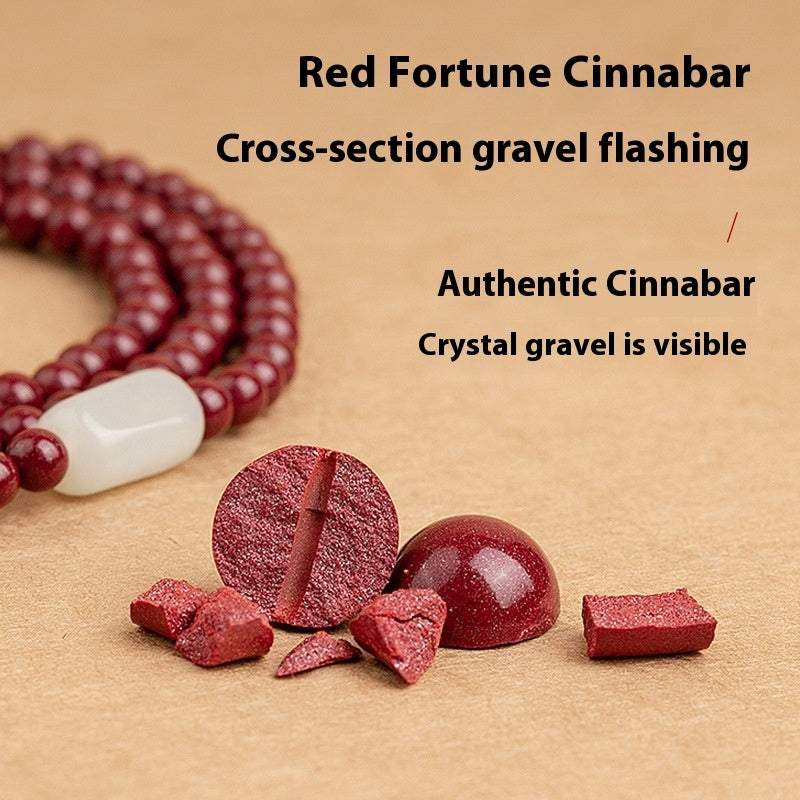 Natural Raw Ore Cinnabar Animal Year Charm Lucky Beads Bracelet For Men