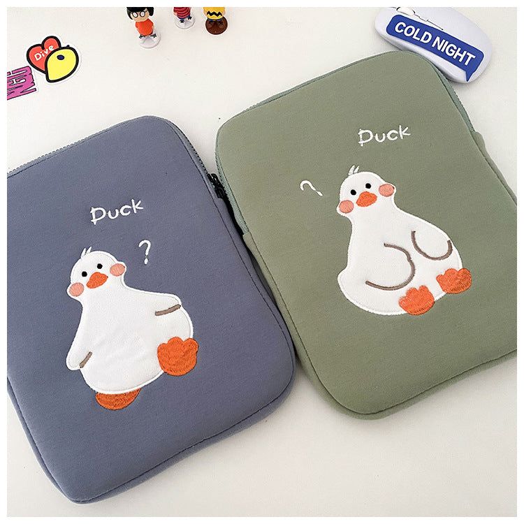 Cartoon Duck Embroidery Ins Niche Design Tablet Case