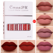 Matte Antihaft-Cup-Lippenstifte, wasserfest, lang anhaltender Lipgloss, 6 Stück