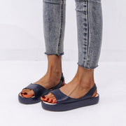 Sommer-Sandalen mit Fischmaul für Damen, modische, einfarbige, flache Schuhe mit Rückenriemen-Design