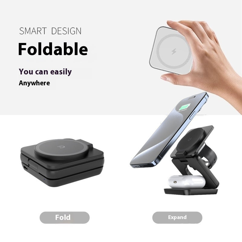 Foldable Magnetic Wireless Charger Phone Holder