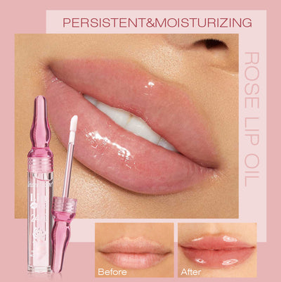 Lang wirkender, wasserbindender Lipgloss mit Rosenblütenblättern