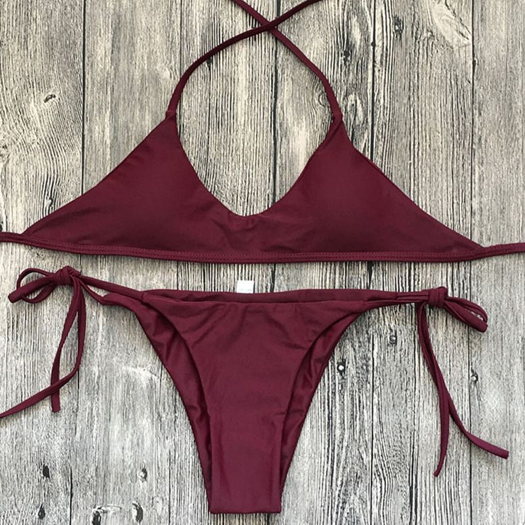 Damen Bademode Bikini Einfarbig Bikini Set