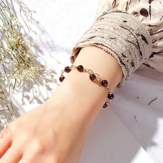 Bardo Wine Red Garnet Bracelet For Women