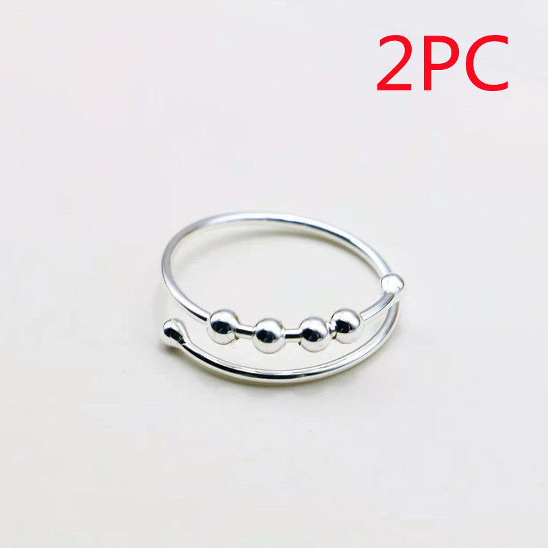 Women's S925 Sterling Silver Turnable Decompression Ring