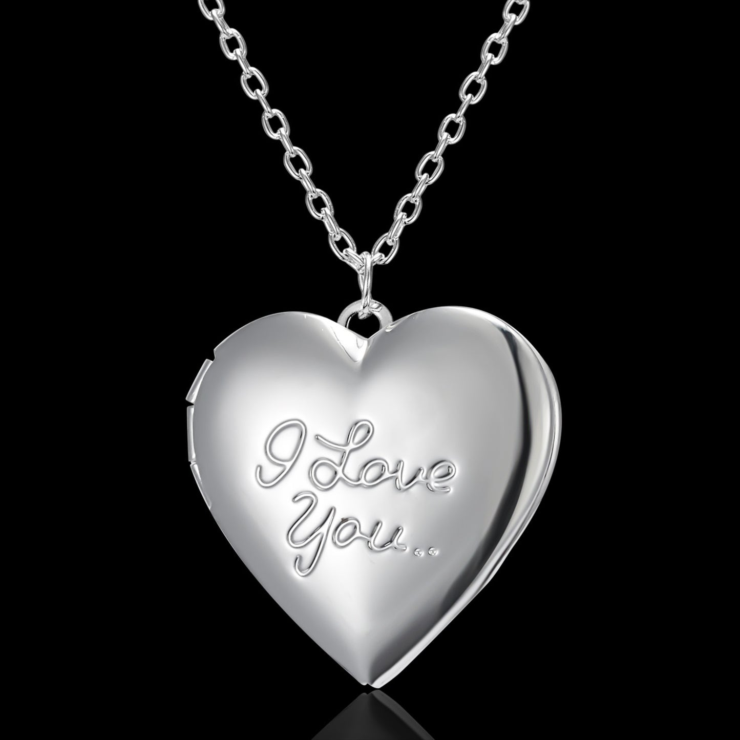 necklace with heart-shaped picture frame pendant