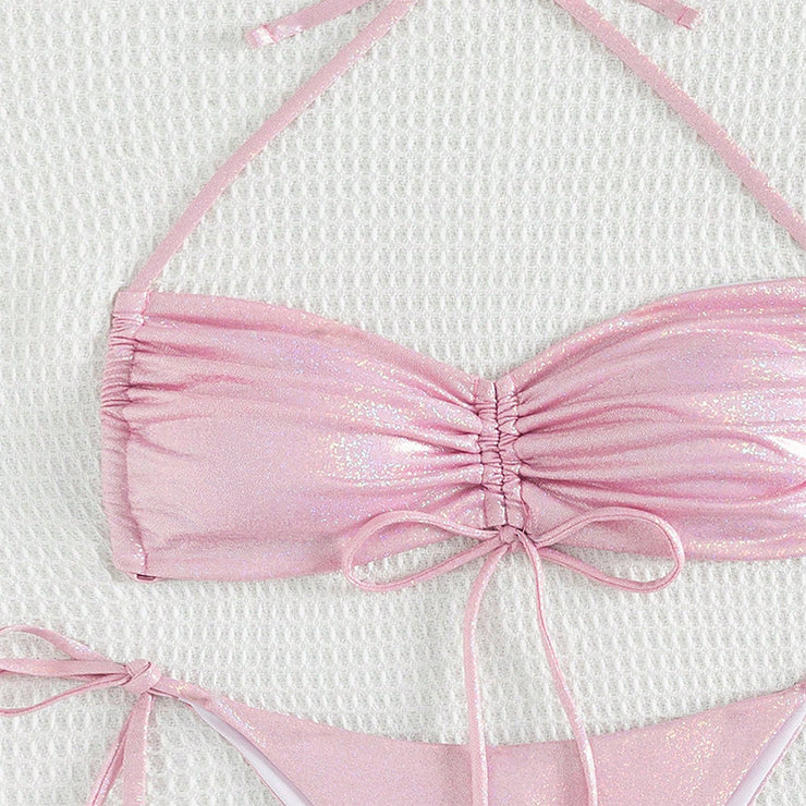 Bikini Badeanzug mit Kordelzug und reflektierendem Riemen für Damen