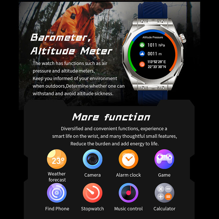 Smart Watch IP69 wasserdicht GPS-Track Outdoor Sports Drei Riemen Edelstahl