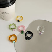 Design Transparent Acrylic Gem Resin Candy Color Jelly Ring