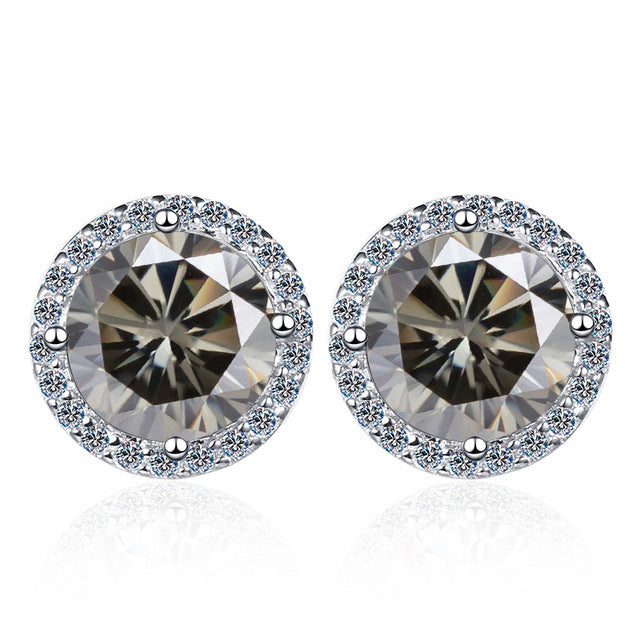 925 Sterling Silver Stud Earrings 1 Carat Moissanite