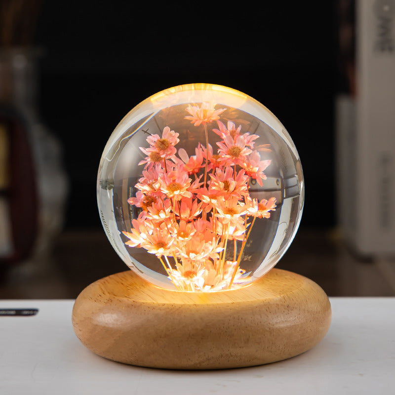 Dandelion Crystal Ball Glowing Night Light Eternal Flower