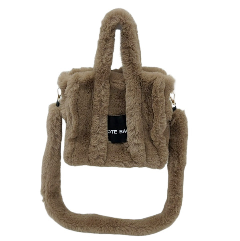 Women's Faux Rabbit Fur Portable Large-capacity Crossbody Bag