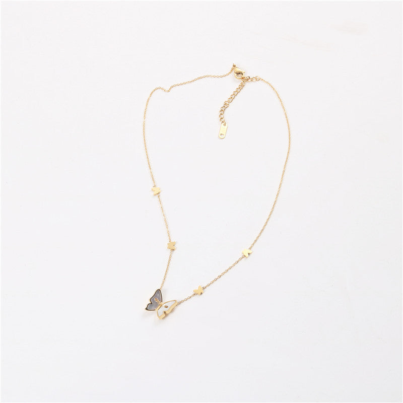 Shell Butterfly Necklace Ins Cold Style 18K Gold