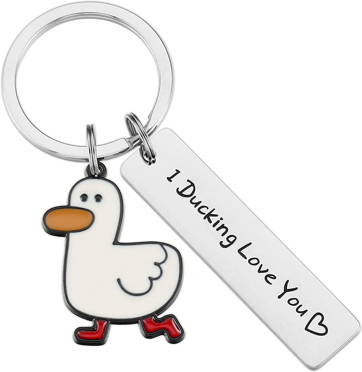 Cute Pet Duck Shape Stainless Steel Key Ring