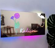 Personalisierter Namensspiegel mit Licht für Schlafzimmer, LED-Leuchtspiegel für die Wand, individuelles Foto,