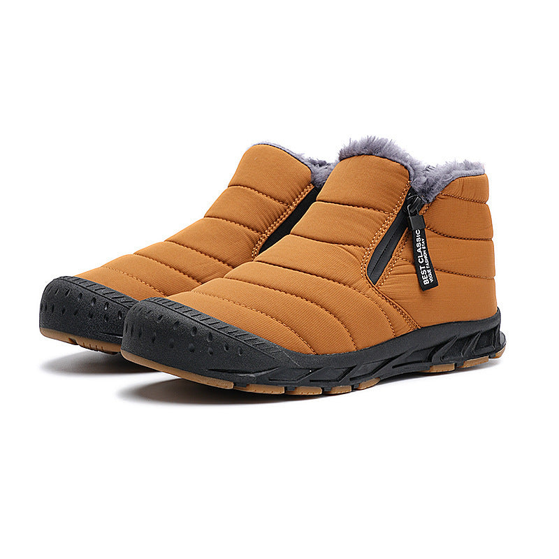 Snow Short Leather And Fur Integrated Winter Boots