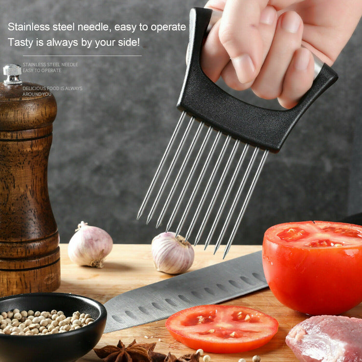 Food Slice Assistant - Edelstahl Zwiebelhalter Slicer Tomatenschneider Rutschfest