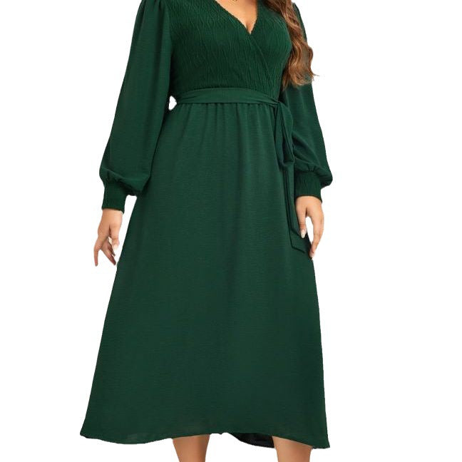 Women's V-neck Green Look Fair Slimming Dress