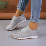 Gold Silber Pailletten Lässig Runde Zehe Slip-on Schuhe Outdoor Casual Walking Laufschuhe