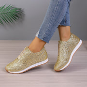 Gold Silber Pailletten Lässig Runde Zehe Slip-on Schuhe Outdoor Casual Walking Laufschuhe